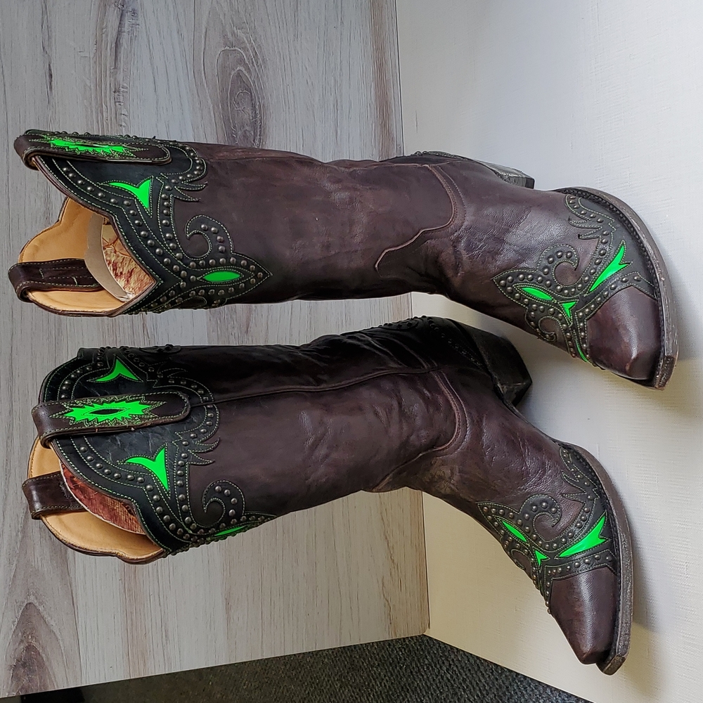 Old Gringo Brown and Green Heeled Boots